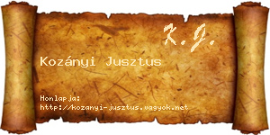 Kozányi Jusztus névjegykártya